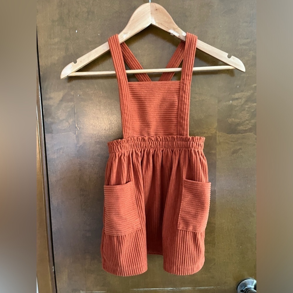 Wonder Nation Girls Orange Corduroy Dress with adjustable straps size 5T